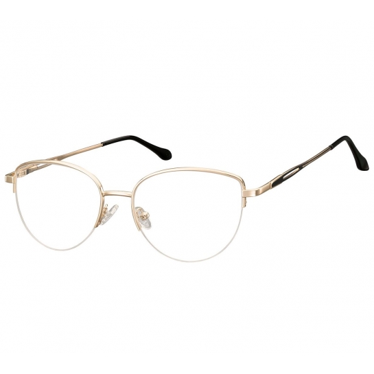 Damskie okulary żyłkowe zerówki oprawki korekcyjne kocie oczy Flex 898F złote